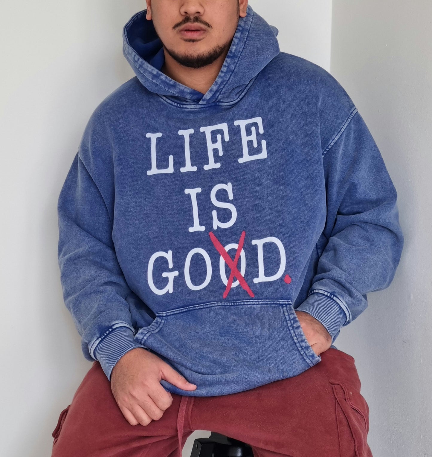 "God is life" Unisex Heavyweight Faded Hoodie(440GSM)