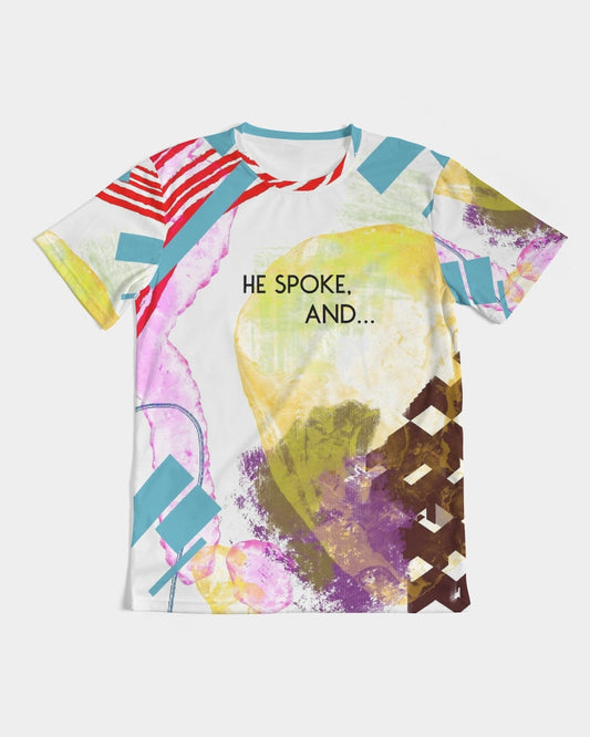 "He spoke" Unisex AOP Tee